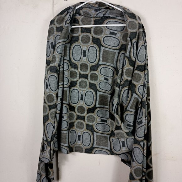 Geometric Patterned Open Front Cardigan By Two Old Bags Size XL - Picture 2 of 7